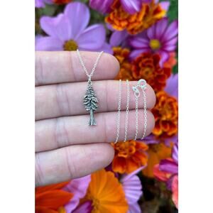 Sterling Silver Pine Tree Necklace, Silver Dimensional Pine Tree Necklace